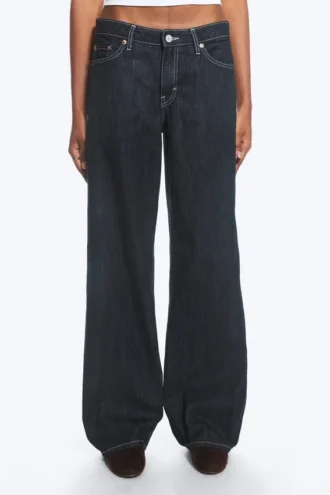 Ample Low Rise Loose Wide Jeans – Blue Rinse – Dark Blue