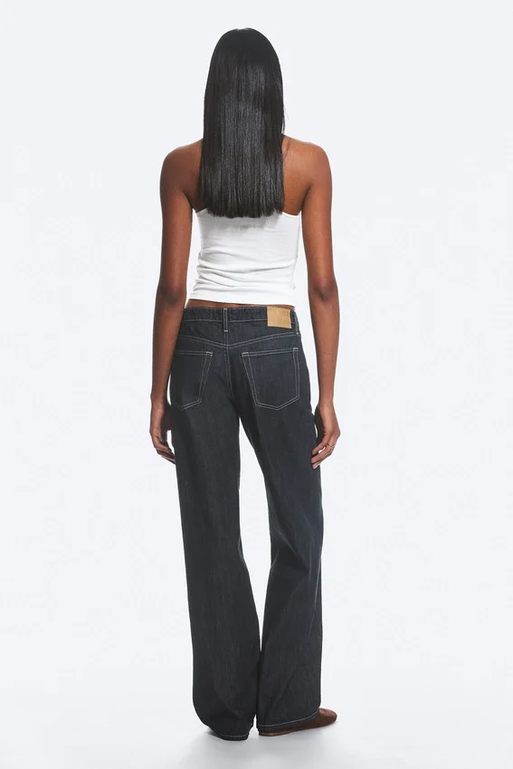 Ample Low Rise Loose Wide Jeans – Blue Rinse – Dark Blue Ample Low Rise Loose Wide Jeans – Blue Rinse – Dark Blue