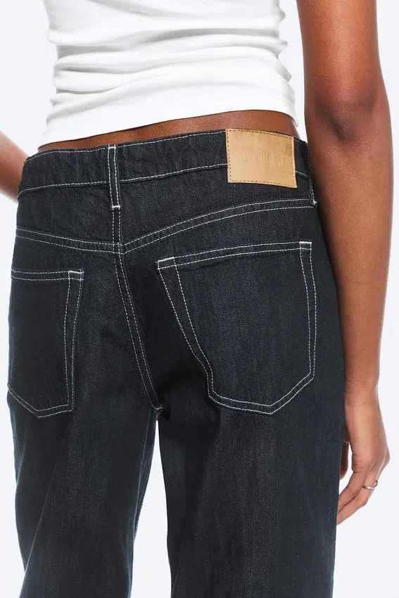 Ample Low Rise Loose Wide Jeans – Blue Rinse – Dark Blue Ample Low Rise Loose Wide Jeans – Blue Rinse – Dark Blue