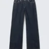 Ample Low Rise Loose Wide Jeans – Blue Rinse – Dark Blue Ample Low Rise Loose Wide Jeans – Blue Rinse – Dark Blue