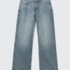 Ample Low Rise Loose Wide Jeans – Blue Stream – Medium Blue Ample Low Rise Loose Wide Jeans – Blue Stream – Medium Blue