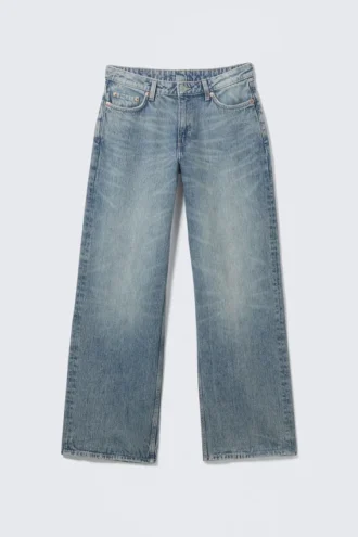 Ample Low Rise Loose Wide Jeans – Blue Stream – Medium Blue