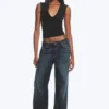 Ample Low Rise Loose Wide Jeans – Deep Sea Blue – Dark Blue Ample Low Rise Loose Wide Jeans – Deep Sea Blue – Dark Blue