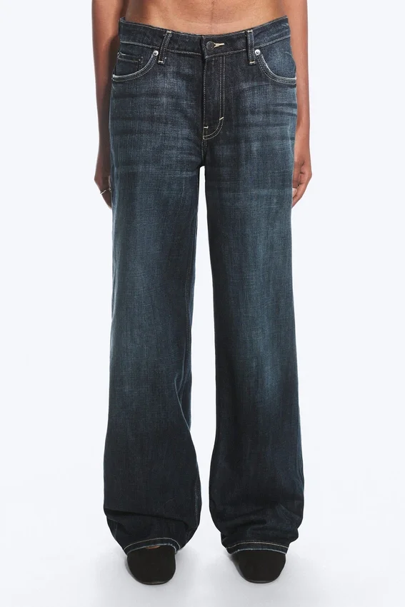 Ample Low Rise Loose Wide Jeans – Deep Sea Blue – Dark Blue Ample Low Rise Loose Wide Jeans – Deep Sea Blue – Dark Blue