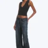 Ample Low Rise Loose Wide Jeans – Deep Sea Blue – Dark Blue Ample Low Rise Loose Wide Jeans – Deep Sea Blue – Dark Blue