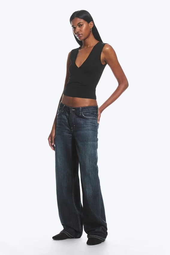 Ample Low Rise Loose Wide Jeans – Deep Sea Blue – Dark Blue Ample Low Rise Loose Wide Jeans – Deep Sea Blue – Dark Blue