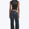 Ample Low Rise Loose Wide Jeans – Deep Sea Blue – Dark Blue Ample Low Rise Loose Wide Jeans – Deep Sea Blue – Dark Blue