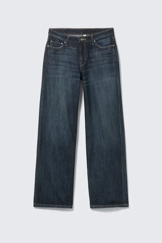 Ample Low Rise Loose Wide Jeans – Deep Sea Blue – Dark Blue Ample Low Rise Loose Wide Jeans – Deep Sea Blue – Dark Blue