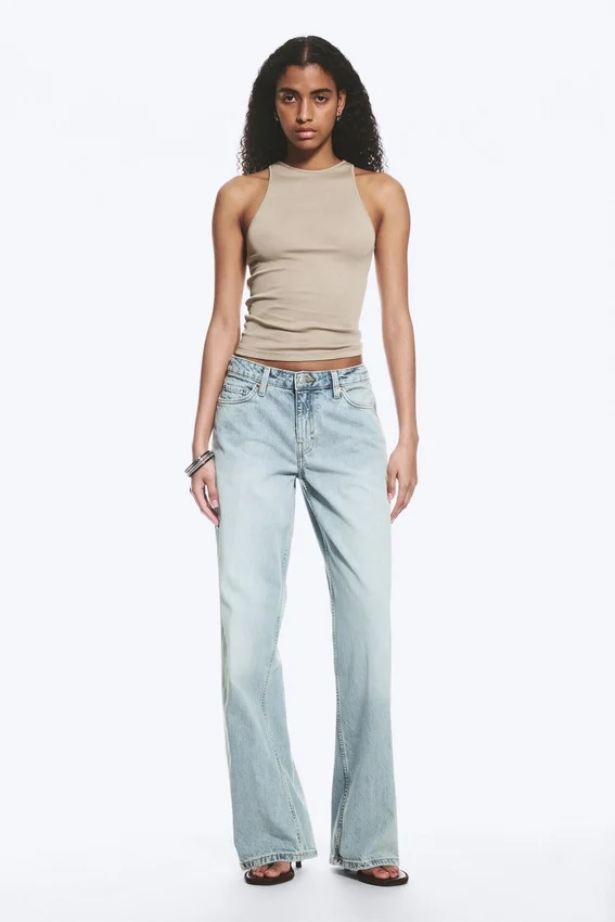 Ample Low Rise Loose Wide Jeans – Dream Blue – Light Blue Ample Low Rise Loose Wide Jeans – Dream Blue – Light Blue