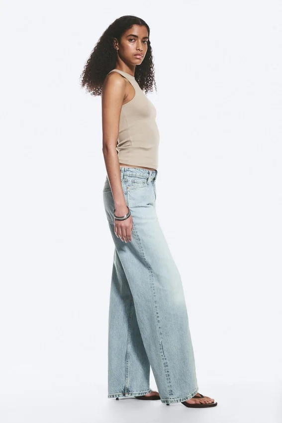 Ample Low Rise Loose Wide Jeans – Dream Blue – Light Blue Ample Low Rise Loose Wide Jeans – Dream Blue – Light Blue