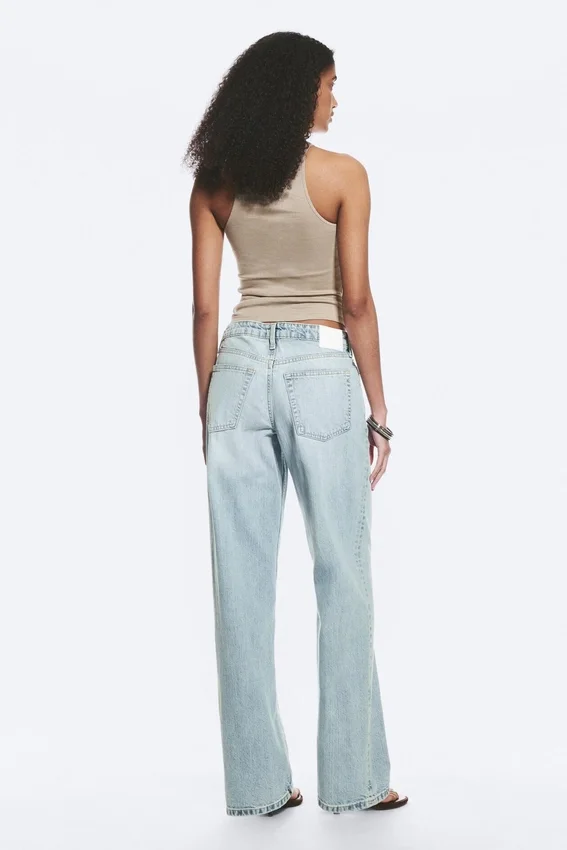 Ample Low Rise Loose Wide Jeans – Dream Blue – Light Blue Ample Low Rise Loose Wide Jeans – Dream Blue – Light Blue