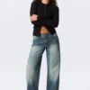 Ample Low Rise Loose Wide Jeans – Gasoline Blue – Medium Blue