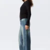 Ample Low Rise Loose Wide Jeans – Gasoline Blue – Medium Blue