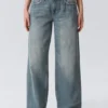 Ample Low Rise Loose Wide Jeans – Gloria Blue – Medium Blue Ample Low Rise Loose Wide Jeans – Gloria Blue – Medium Blue