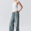Ample Low Rise Loose Wide Jeans – Gloria Blue – Medium Blue Ample Low Rise Loose Wide Jeans – Gloria Blue – Medium Blue