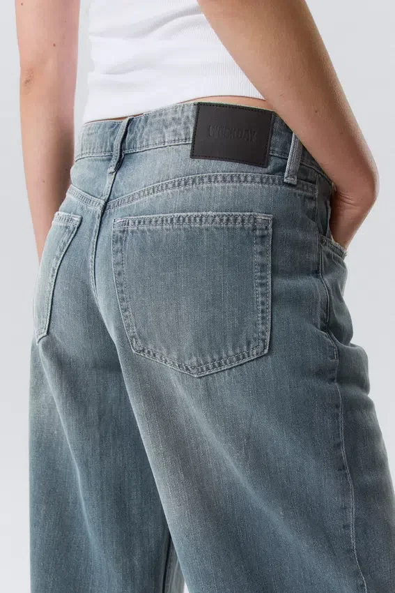 Ample Low Rise Loose Wide Jeans – Gloria Blue – Medium Blue Ample Low Rise Loose Wide Jeans – Gloria Blue – Medium Blue