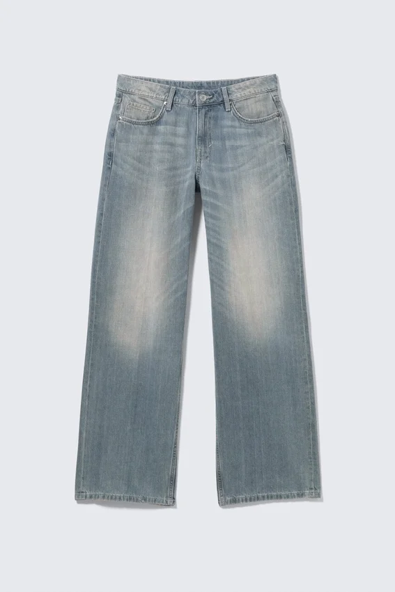 Ample Low Rise Loose Wide Jeans – Gloria Blue – Medium Blue Ample Low Rise Loose Wide Jeans – Gloria Blue – Medium Blue