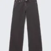 Ample Low Rise Loose Wide Jeans – Ink Black – Black