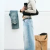Ample Low Rise Loose Wide Jeans – Kimberley Blue – Light Blue Ample Low Rise Loose Wide Jeans – Kimberley Blue – Light Blue