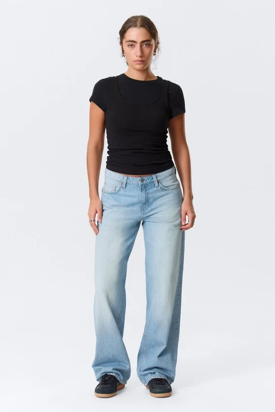 Ample Low Rise Loose Wide Jeans – Kimberley Blue – Light Blue Ample Low Rise Loose Wide Jeans – Kimberley Blue – Light Blue