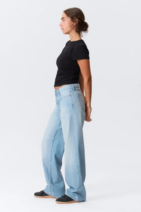 Ample Low Rise Loose Wide Jeans – Kimberley Blue – Light Blue Ample Low Rise Loose Wide Jeans – Kimberley Blue – Light Blue