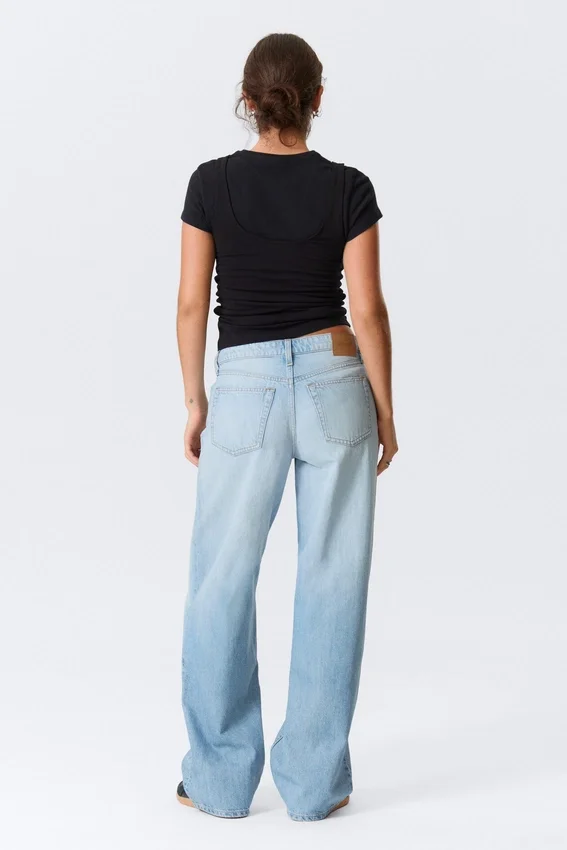 Ample Low Rise Loose Wide Jeans – Kimberley Blue – Light Blue Ample Low Rise Loose Wide Jeans – Kimberley Blue – Light Blue