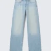 Ample Low Rise Loose Wide Jeans – Kimberley Blue – Light Blue Ample Low Rise Loose Wide Jeans – Kimberley Blue – Light Blue