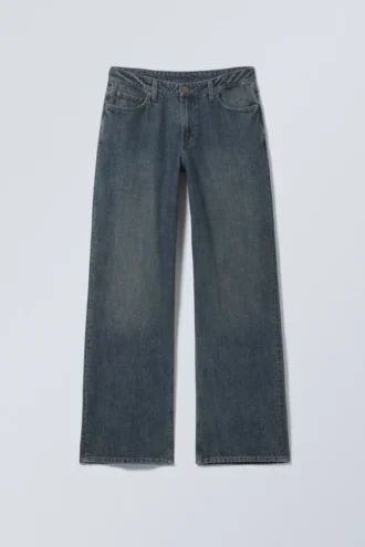Ample Low Rise Loose Wide Jeans – Lake Blue – Dark Blue
