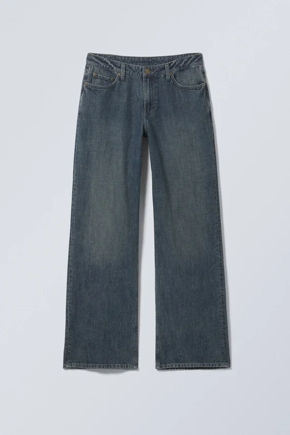 Ample Low Rise Loose Wide Jeans – Lake Blue – Dark Blue Ample Low Rise Loose Wide Jeans – Lake Blue – Dark Blue