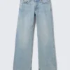 Ample Low Rise Loose Wide Jeans – Lip Blue – Light Blue Ample Low Rise Loose Wide Jeans – Lip Blue – Light Blue