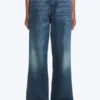 Ample Low Rise Loose Wide Jeans – Mine Blue – Medium Blue