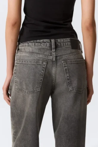 Ample Low Rise Loose Wide Jeans – Redondo Black – Black