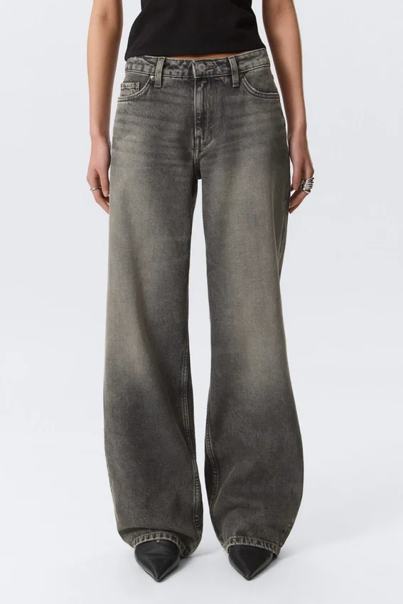Ample Low Rise Loose Wide Jeans – Redondo Black – Black Ample Low Rise Loose Wide Jeans – Redondo Black – Black