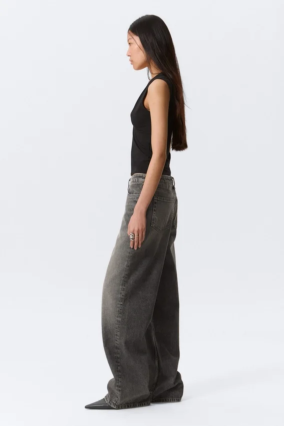 Ample Low Rise Loose Wide Jeans – Redondo Black – Black Ample Low Rise Loose Wide Jeans – Redondo Black – Black