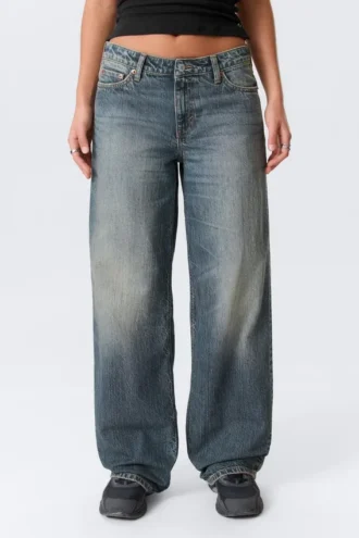Ample Low Rise Loose Wide Jeans – Redondo Blue – Medium Blue