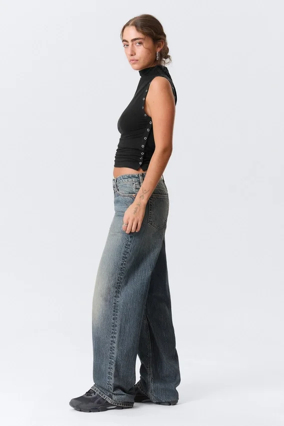 Ample Low Rise Loose Wide Jeans – Redondo Blue – Medium Blue Ample Low Rise Loose Wide Jeans – Redondo Blue – Medium Blue