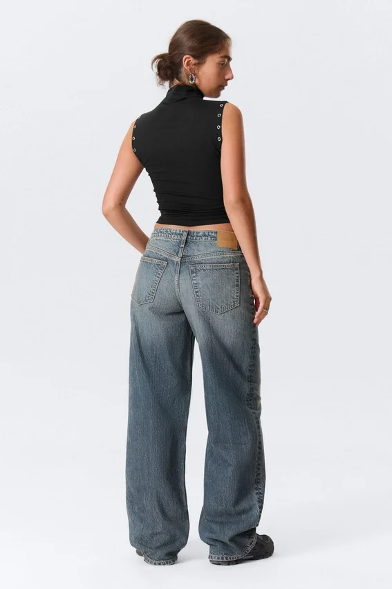 Ample Low Rise Loose Wide Jeans – Redondo Blue – Medium Blue Ample Low Rise Loose Wide Jeans – Redondo Blue – Medium Blue