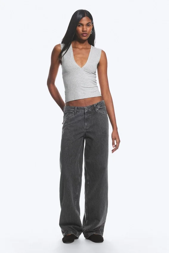 Ample Low Rise Loose Wide Jeans – Risso Black – Black Ample Low Rise Loose Wide Jeans – Risso Black – Black
