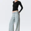 Ample Low Rise Loose Wide Jeans – Snow Blue – Light Blue Ample Low Rise Loose Wide Jeans – Snow Blue – Light Blue