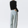 Ample Low Rise Loose Wide Jeans – Snow Blue – Light Blue Ample Low Rise Loose Wide Jeans – Snow Blue – Light Blue