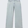 Ample Low Rise Loose Wide Jeans – Snow Blue – Light Blue Ample Low Rise Loose Wide Jeans – Snow Blue – Light Blue