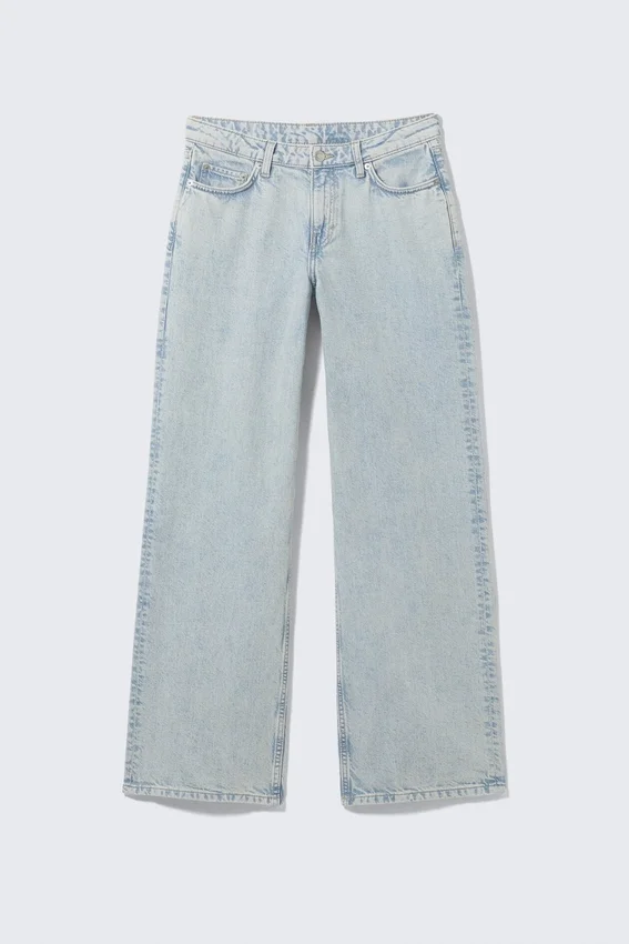 Ample Low Rise Loose Wide Jeans – Snow Blue – Light Blue Ample Low Rise Loose Wide Jeans – Snow Blue – Light Blue