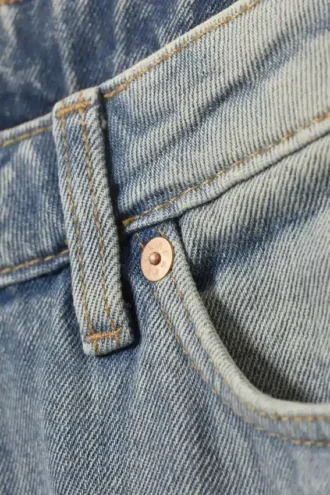 Ample Low Rise Loose Wide Jeans – Stained Blue