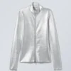 Angie Silver Coated Longsleeve Cardigan – Silver