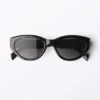 Angular Cat-Eye Sunglasses – Black – Black Lenses