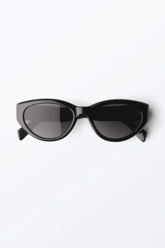 Angular Cat-Eye Sunglasses – Black – Black Lenses
