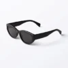Angular Cat-Eye Sunglasses – Black – Black Lenses