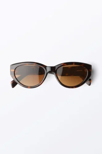 Angular Cat-Eye Sunglasses – Tortoiseshell – Brown Lenses