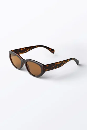 Angular Cat-Eye Sunglasses – Tortoiseshell – Brown Lenses