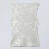 Annie Boat-Neck Metallic Splatter Top – Silver Splatter Print